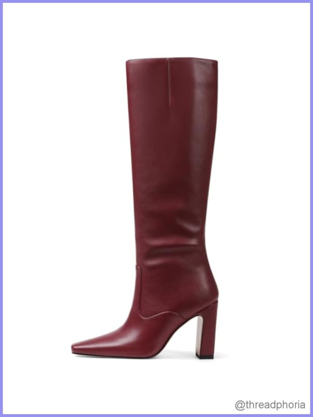 Women's Knee High Boots Square Toe Chunky Block Heeled Faux Leather Fall
